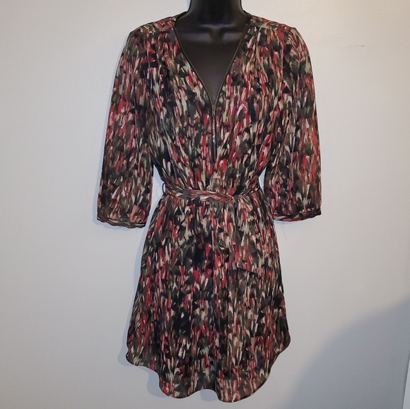 Iz Byer Dresses & Skirts - *IZ Byer* Sheer Smeared Abstract Peasant Dress